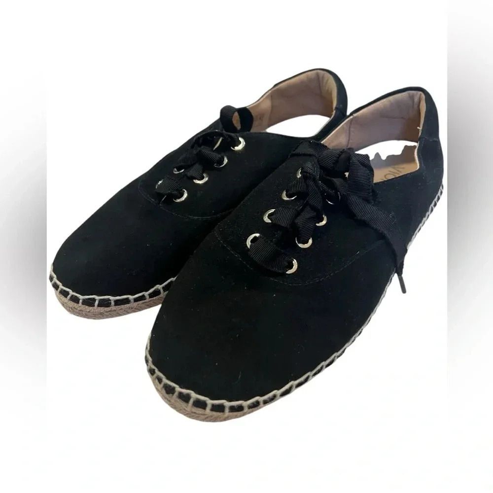 VIONIC black suede Sandy Espadrille Laced Flats women’s size 9 comfort shoe